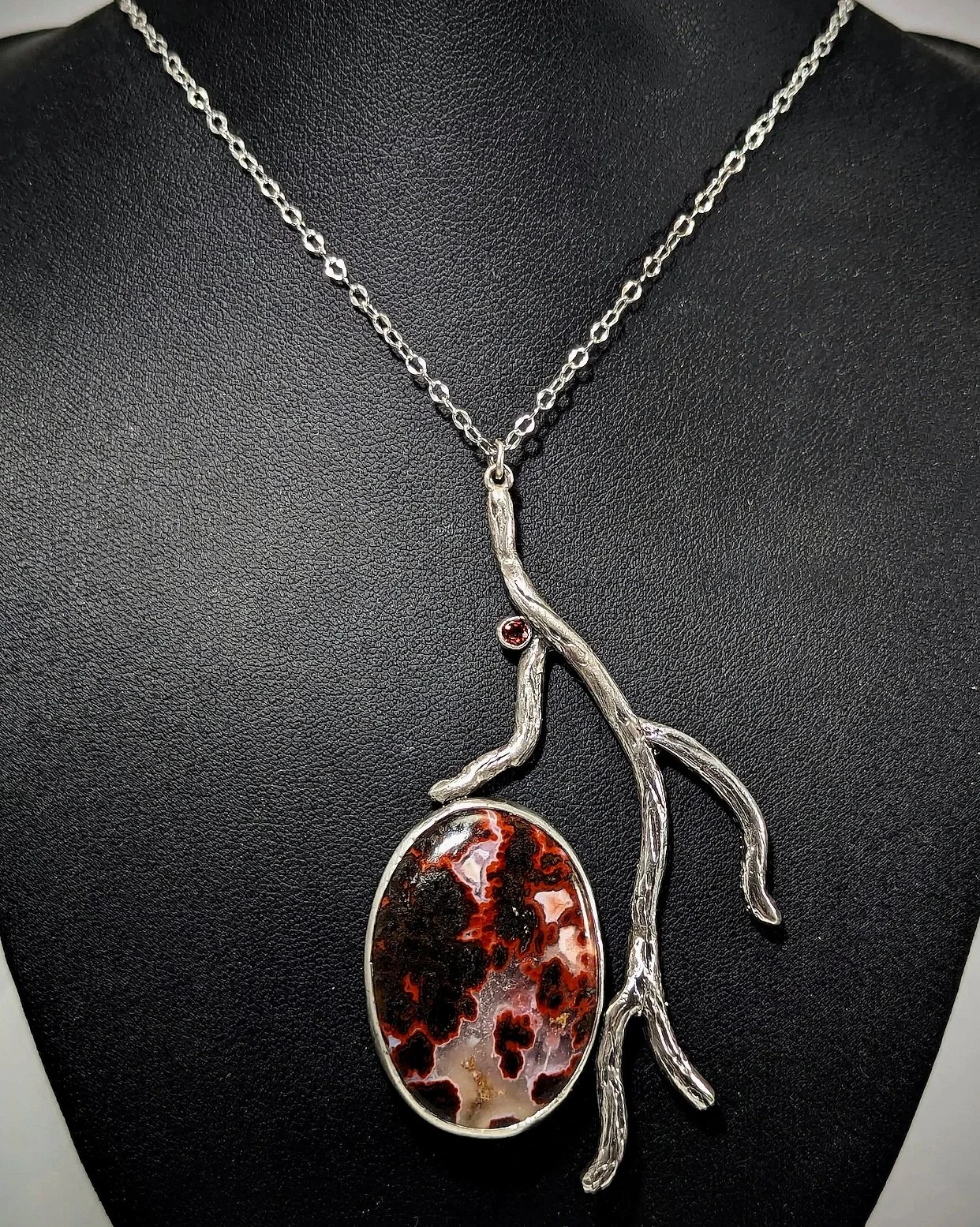 Lace Agate and Garnet Branch Necklace — Ashley Aleksandra Precious